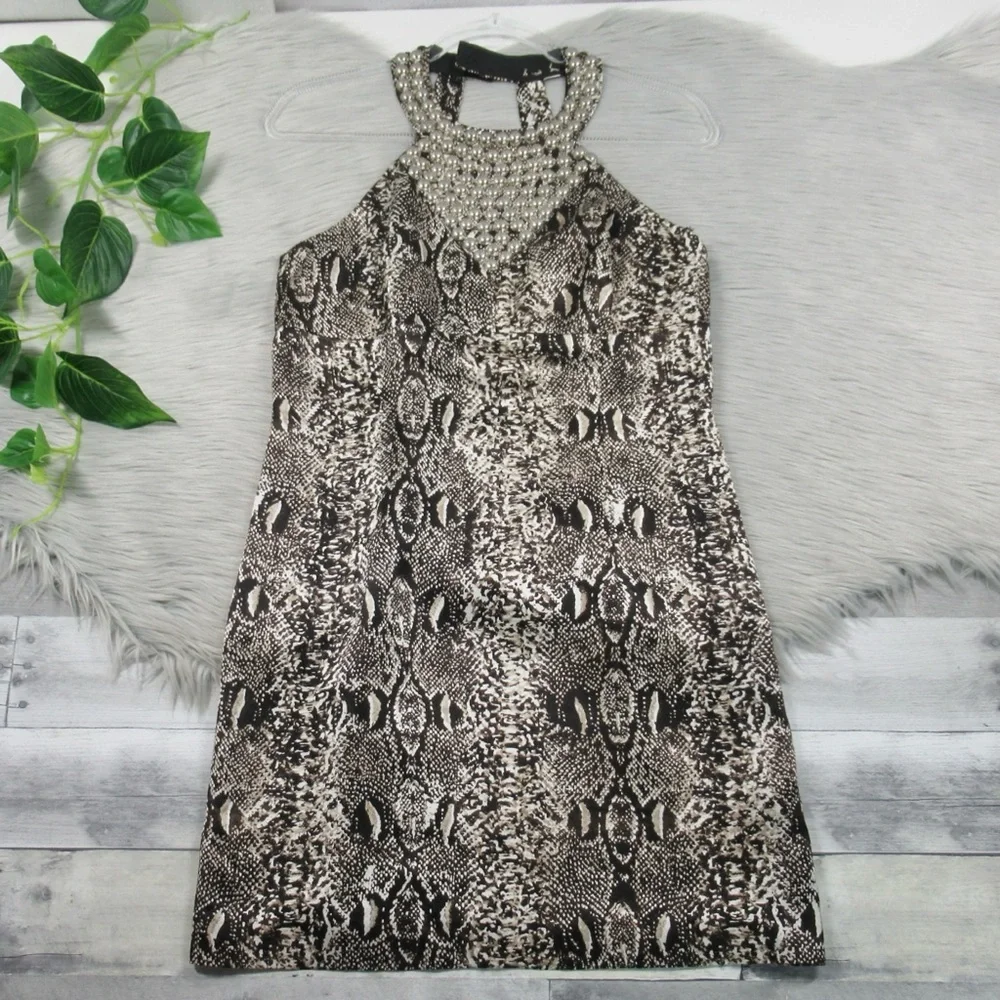 LAUNDRY by Shelli Segal Silk Snakeskin Print Mini Halter Dress Women’s Size 8